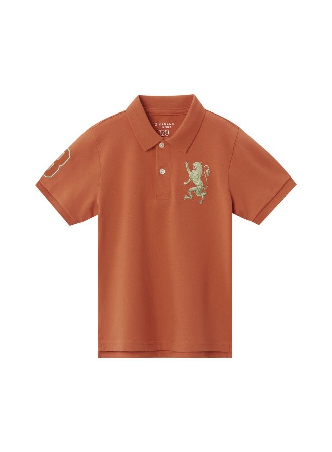 GIORDANO Junior's Orange Lion Polo for Boys - Image 3