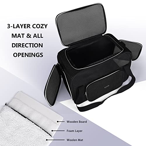 BAGLHER Pet Travel Carrier, Cat Carriers Dog Carrier for Small Medium Cats Dogs Puppies, Airline Approved Small Dog Carrier Soft Sided, Collapsible Puppy Carrier. Black - Image 5