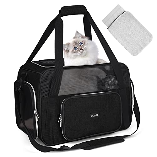 BAGLHER Pet Travel Carrier, Cat Carriers Dog Carrier for Small Medium Cats Dogs Puppies, Airline Approved Small Dog Carrier Soft Sided, Collapsible Puppy Carrier. Black - Image 1