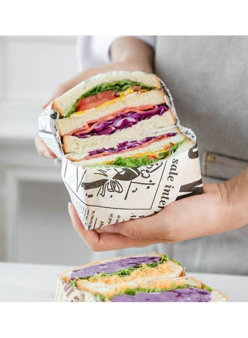 100 Pieces Sandwich Wrap Paper, Parchment Paper Sheets Wax Paper Sheets, Deli Paper Sheets, Waterproof Baking Paper, Disposable Food Wrapping Grease Resistant Liner Papers for Hamburger BBQ Picnic - Image 2