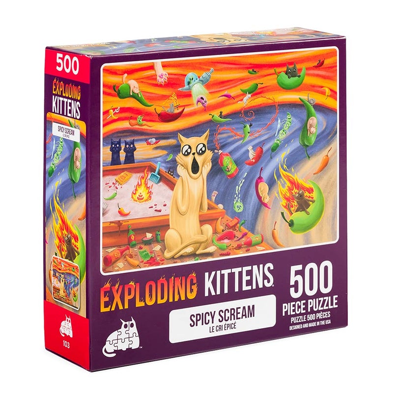 Exploding Kittens Spicy Scream Jigsaw Puzzle by Exploding Kittens 500 Pieces Ideal for Adults Teens and Kids A Funny and Artistic CatThemed Puzzle - Image 2