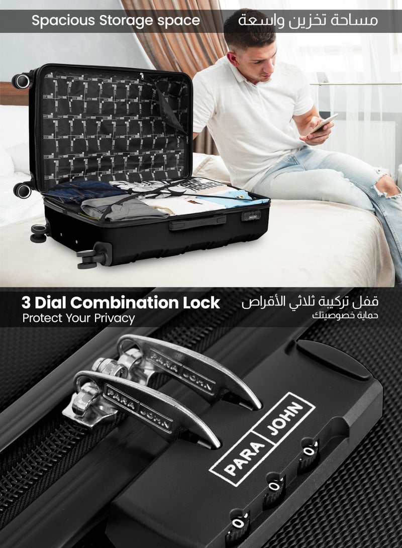 PARAJOHN حقائب السفر UrbanShield بحجم 28 بوصة - حقيبة صلبة خفيفة الوزن من ABS مع عجلات دوارة 360° وقفل TSA - سوداء - Image 4