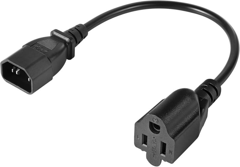 في اس اي اي ار كابل تمديد طاقة قصير قياسي للحاسوب 1 قدم 18AWG من مقبس NEMA 5-15R إلى موصل IEC320 C14، معتمد من UL، 10A 125V، 18AWG، أسود (عبوة من 3 قطع) - Image 2