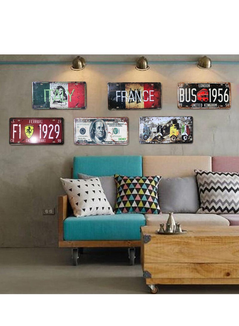 LINGWEI Metal Wall Plate Tin Sign Metal Poster Plate Painted Modern Design Car Plate Tin Wall Art Signs Cafe Thick Tinplate Wall Decoration Print Poster - Image 4