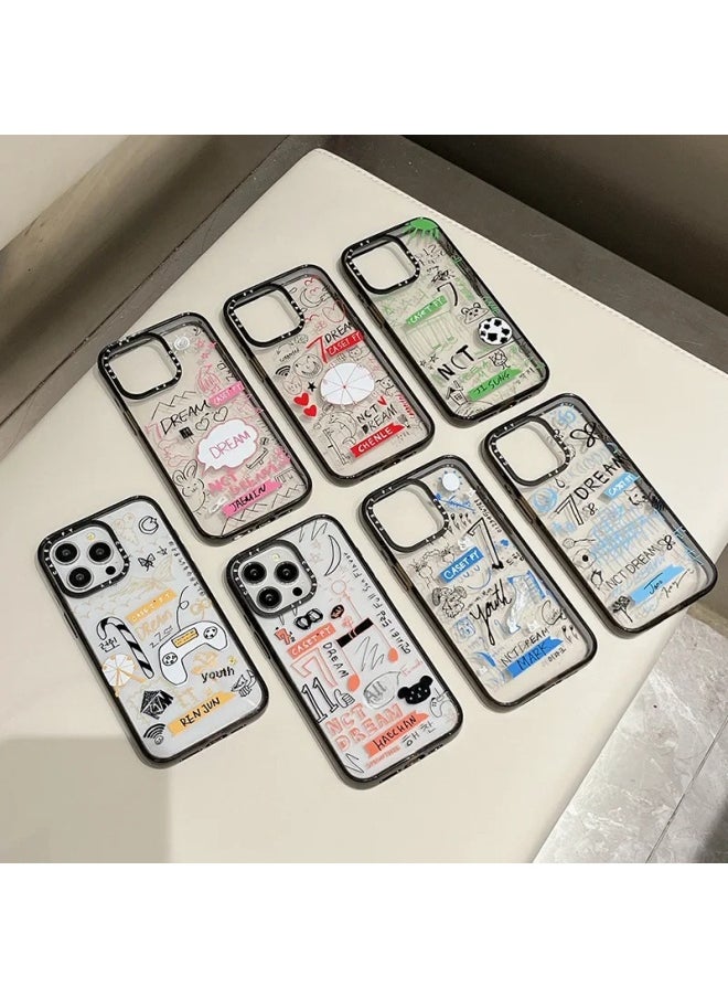 Generic - High Edition NCT DREAM Member Graffiti Applicable For Apple For Iphone15ProMax Phone Case 14/13 Protective Case-Color:NCT DREAM Member (RENJUN) Graffiti [high Version] Grid Black Frame Hard Shell-Applicable Model:For Iphone13Pro - Image 1