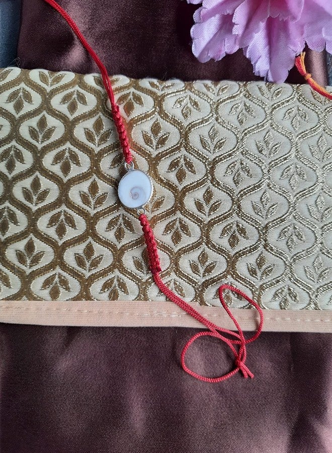 Maitri Export Gomtichakra Designer Rakhi|Semi Precious Stone Rakhi for Bhai,Exclusive Rakhi for Brother!Agate stone Pearl Rakhi for Brother, (Gomtichakra) - Image 3