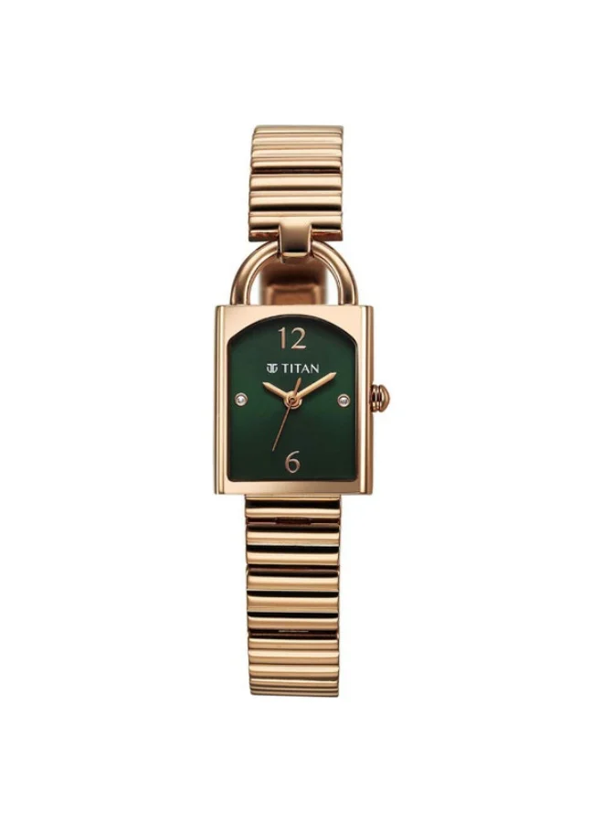 تيتان Titan Metro Quartz Analog Green Dial Stainless Steel Strap Watch For Women 95303wm01