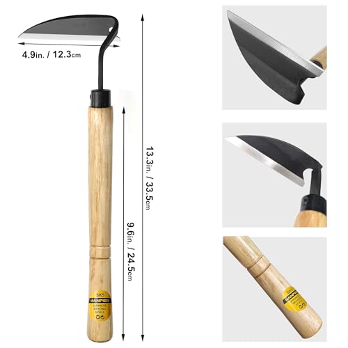 Hanpex - Japanese Weeding Sickle, Wide Blade Gardening Tools - Premium Quality Hand Hoes/Weeding Sickle Have Very Sharp Edge for Quick Work (Long Handle) - Image 2