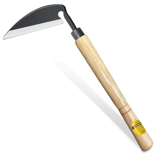 Hanpex - Japanese Weeding Sickle, Wide Blade Gardening Tools - Premium Quality Hand Hoes/Weeding Sickle Have Very Sharp Edge for Quick Work (Long Handle) - Image 1
