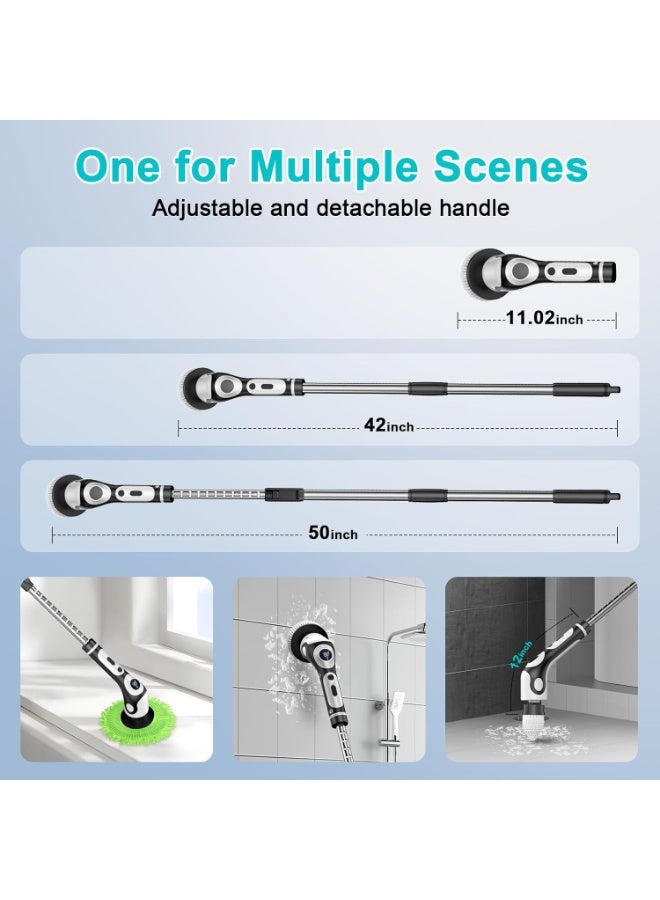 Raxoom Electric Spin Scrubber for Cleaning Bathroom,Cordless Electric Shower Scrubber with Power LCD Display Voice Broadcast,9 Replaceable Heads Shower Cleaning Brush for Bathroom Bathtub Grout Kitchen - Image 5