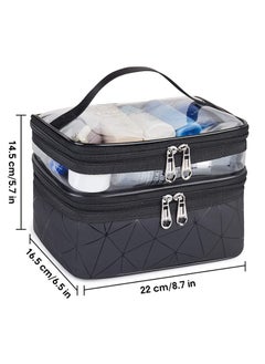Anmi Double Layer Waterproof Cosmetics Bag Toiletry Bags Portable Waterproof Foldable (Black)  - Image 3