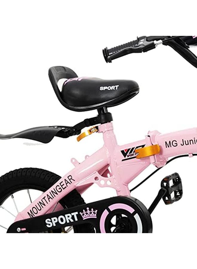 ماونتن جير دراجة أطفال قابلة للطي مع أدوات فرامل يدوية ومقعد حامل وسلة جريلز وردي 14 بوصة Mgfb04 - Image 4