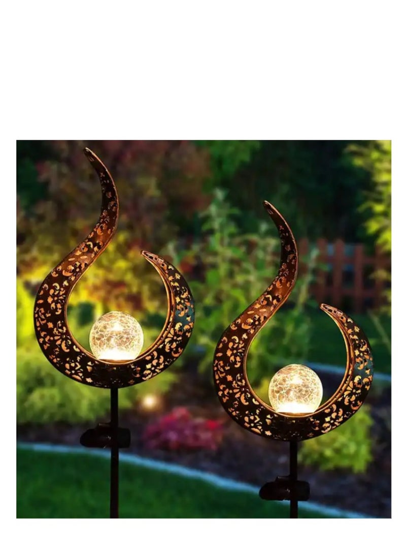 Y&D 2 Pcs Garden Solar Lights Outdoor Landscape Path Lights Waterproof LED Decorative Crackle Flame Glass Globe Stake Lights For Courtyard  - Image 1