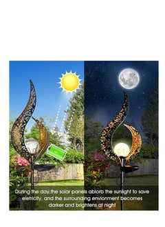 Y&D 2 Pcs Garden Solar Lights Outdoor Landscape Path Lights Waterproof LED Decorative Crackle Flame Glass Globe Stake Lights For Courtyard  - Image 3