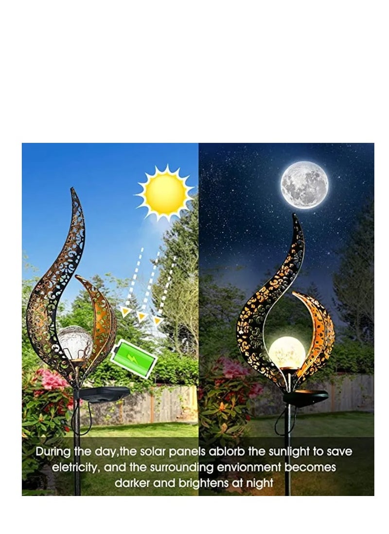 Y&D 2 Pcs Garden Solar Lights Outdoor Landscape Path Lights Waterproof LED Decorative Crackle Flame Glass Globe Stake Lights For Courtyard  - Image 3