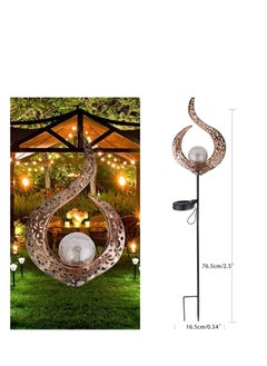 Y&D 2 Pcs Garden Solar Lights Outdoor Landscape Path Lights Waterproof LED Decorative Crackle Flame Glass Globe Stake Lights For Courtyard  - Image 2