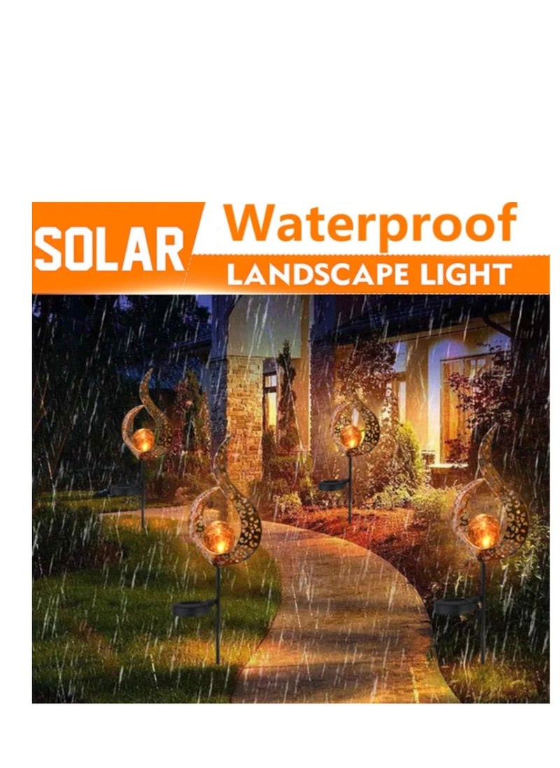 Y&D 2 Pcs Garden Solar Lights Outdoor Landscape Path Lights Waterproof LED Decorative Crackle Flame Glass Globe Stake Lights For Courtyard  - Image 4