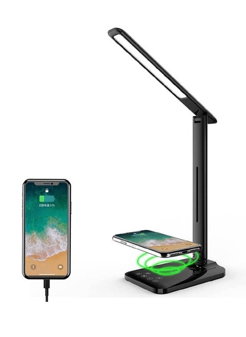 LED Touch Lamp with Wireless Charger USB Charging Port Modern Eye-Caring Table Lamps For Home Office Bright Table Light with Touch Control Black