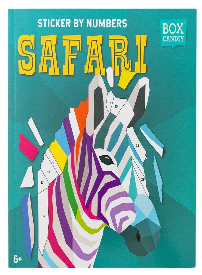 BOX CANDIY Safari Animal Friends Sticker by Number Book with Six Pictures to Make and Enjoy - Image 1