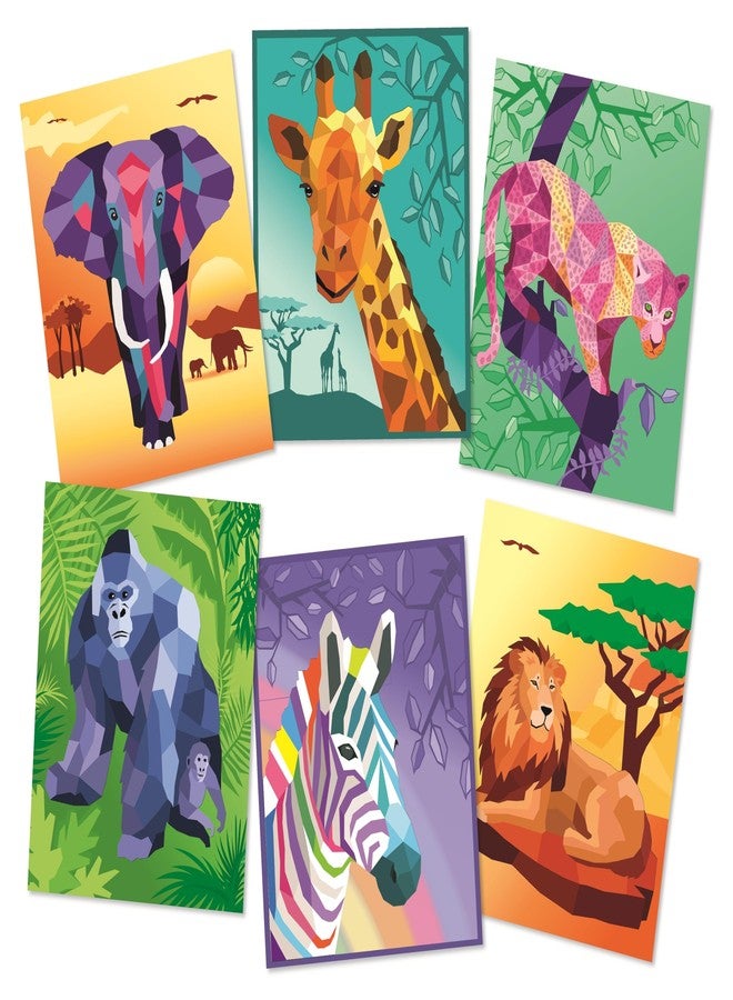 BOX CANDIY Safari Animal Friends Sticker by Number Book with Six Pictures to Make and Enjoy - Image 2