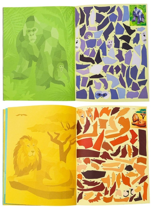 BOX CANDIY Safari Animal Friends Sticker by Number Book with Six Pictures to Make and Enjoy - Image 5