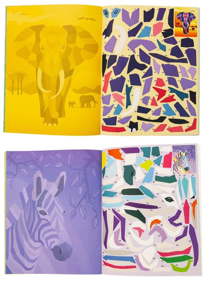 BOX CANDIY Safari Animal Friends Sticker by Number Book with Six Pictures to Make and Enjoy - Image 3