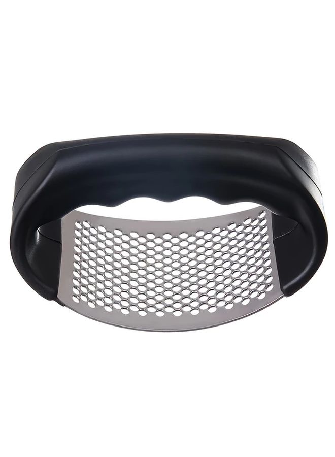 Black Ergonomic Stainless Steel Garlic Press Easy Clean Durable Kitchen Tool - Image 1