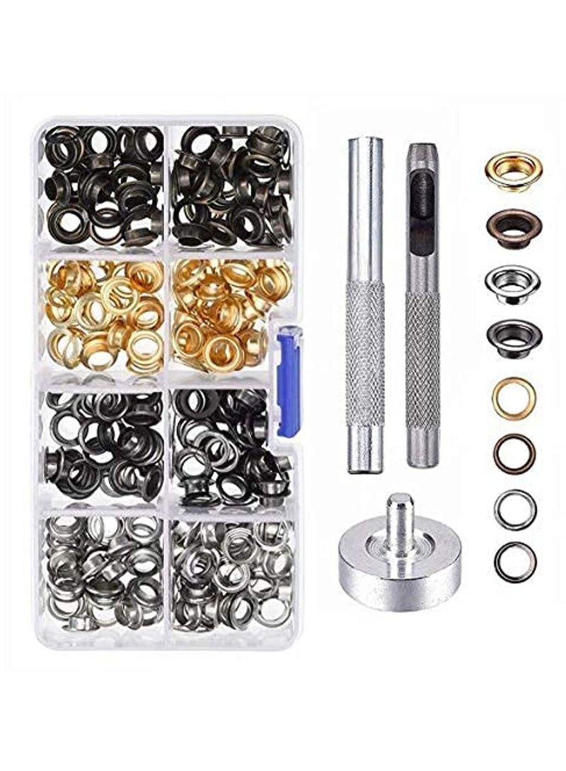 Y&D Grommet Kit 150 Set 5mm Inside Diameter Setting Tool Metal Eyelets with Storage Box for Shoe Clothes Leather Crafts, DIY Projects  - Image 1