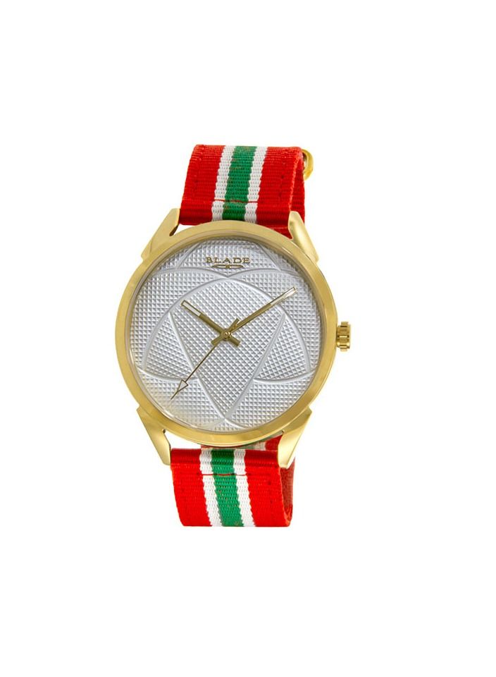 BLADE Retro Fútbol Red-Green-White 3697GGW6N SS & Nylon 3-Hands Unisex Watch - Image 1