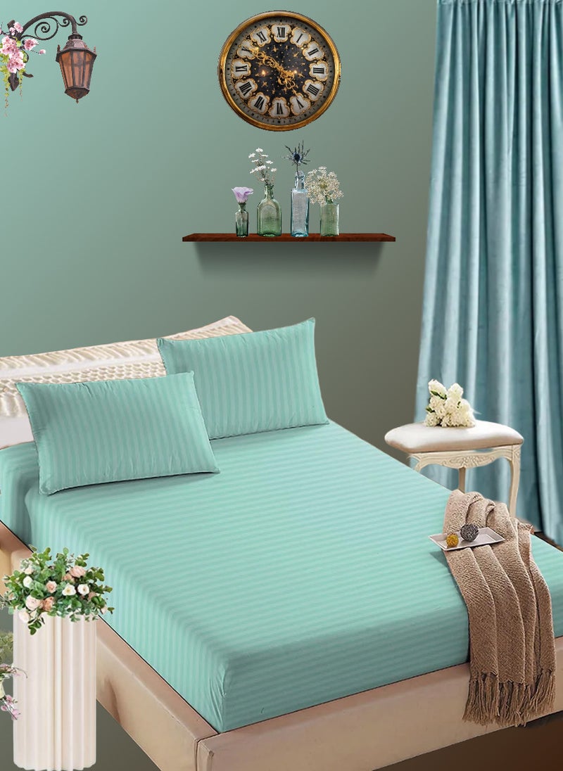 Blueberry Sky Blue Extra Deep Pocket Bed Sheet Cotton 3 Piece Sheet Set 200x200+35cm - Image 1