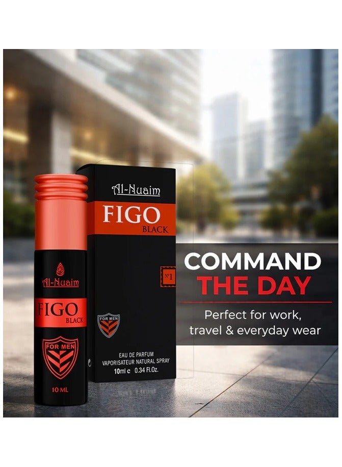 Al Nuaim Figo Black Eau de Parfum Spray Unisex 10ml | Long Lasting Dark Fresh Woody Musky Fragrance Mini Perfume | Premium Natural Scent for Men & Women | Travel Size Pocket Vaporisateur - Image 5