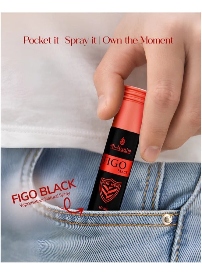 Al Nuaim Figo Black Eau de Parfum Spray Unisex 10ml | Long Lasting Dark Fresh Woody Musky Fragrance Mini Perfume | Premium Natural Scent for Men & Women | Travel Size Pocket Vaporisateur - Image 4