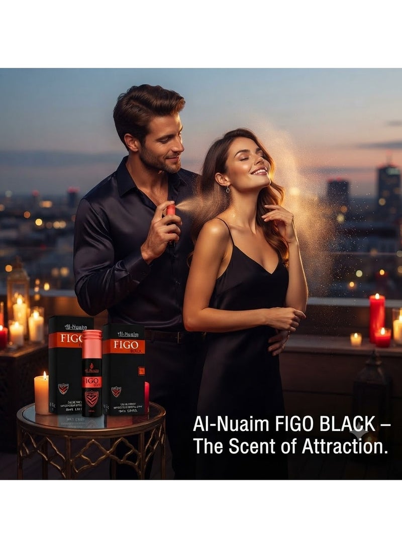 Al Nuaim Figo Black Eau de Parfum Spray Unisex 10ml | Long Lasting Dark Fresh Woody Musky Fragrance Mini Perfume | Premium Natural Scent for Men & Women | Travel Size Pocket Vaporisateur - Image 2