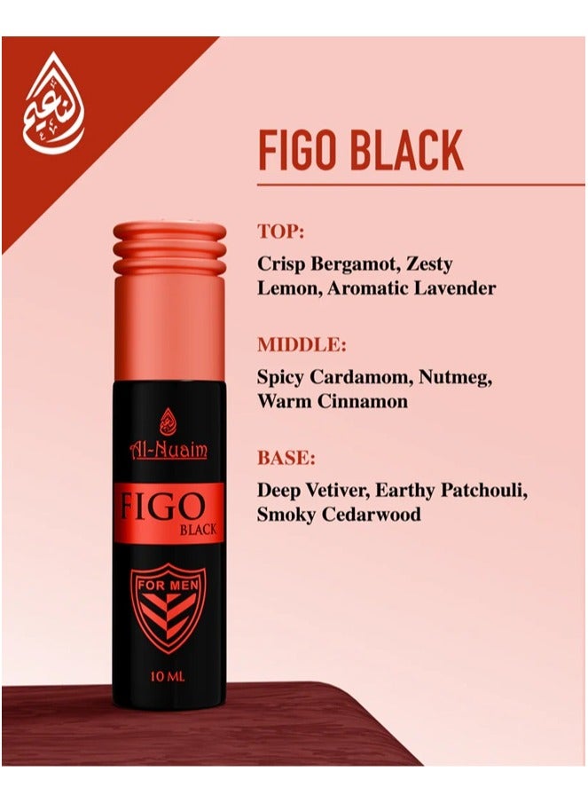 Al Nuaim Figo Black Eau de Parfum Spray Unisex 10ml | Long Lasting Dark Fresh Woody Musky Fragrance Mini Perfume | Premium Natural Scent for Men & Women | Travel Size Pocket Vaporisateur - Image 3
