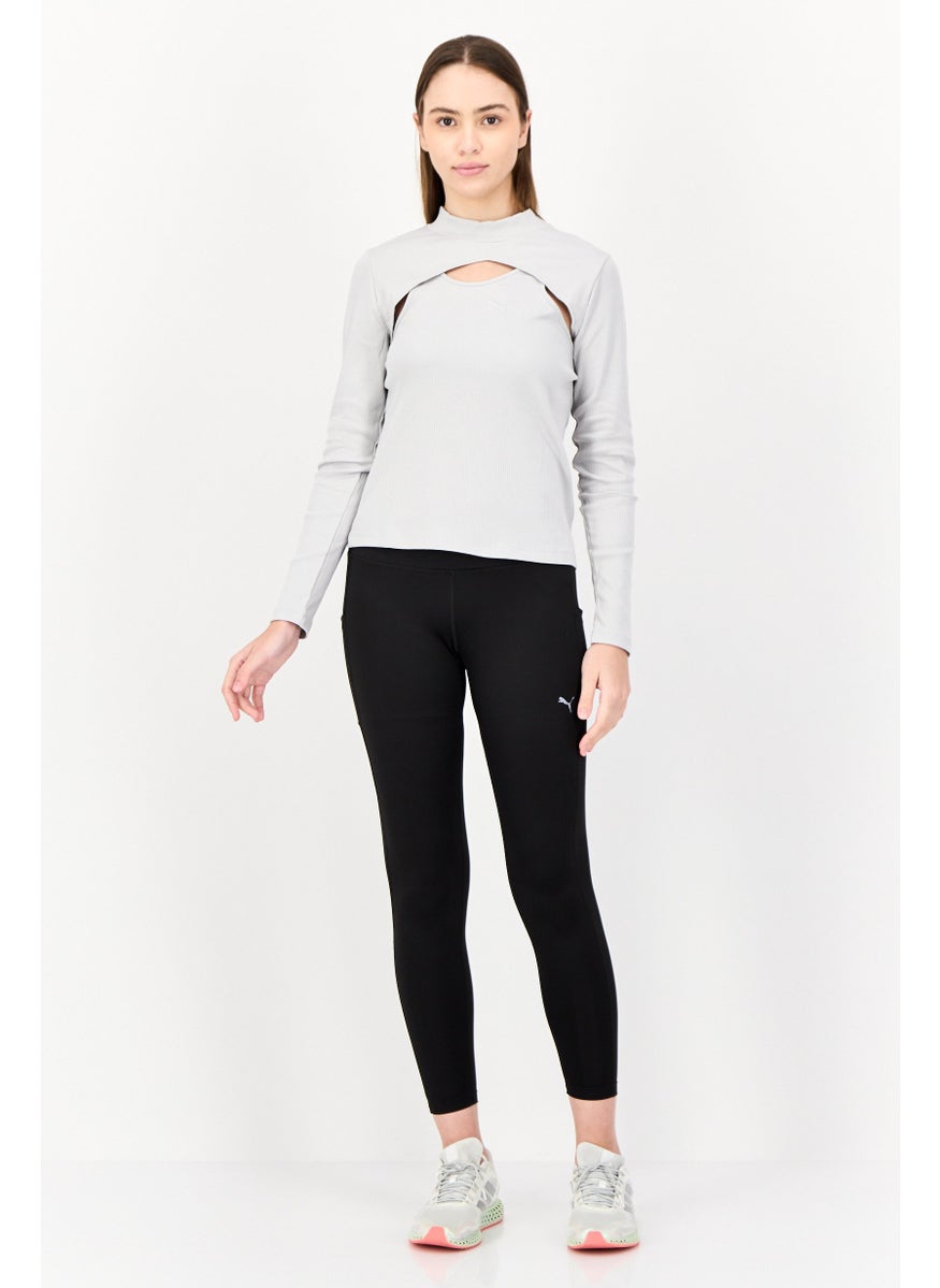 PUMA Women Slim Fit Motion Cut-Out Long Sleeves Top, Grey  - Image 4