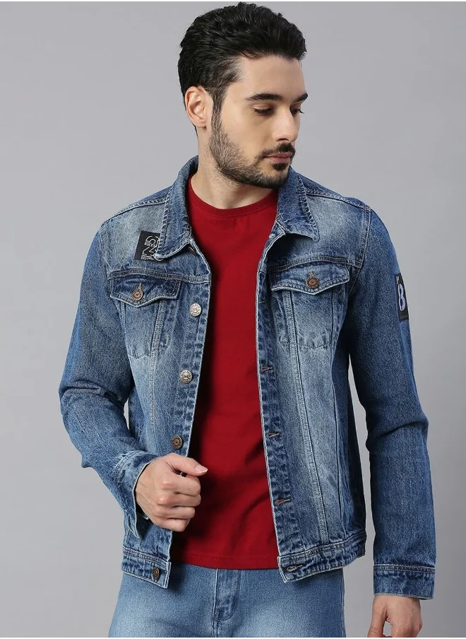 هاي ستار Men Blue Denim Jacket