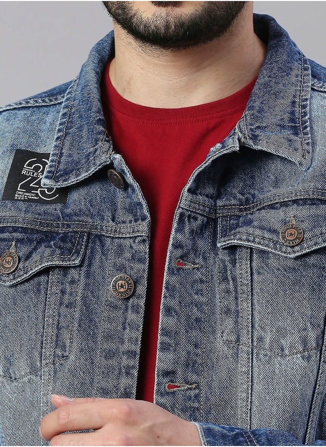 HIGH STAR Men Blue Denim Jacket  - Image 5
