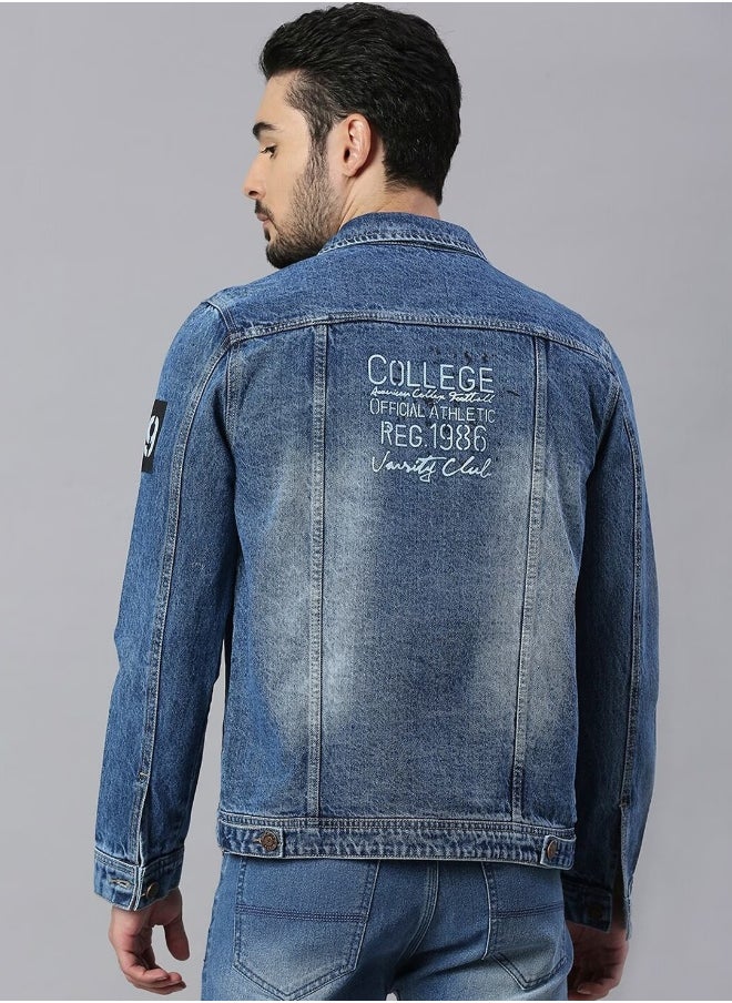 HIGH STAR Men Blue Denim Jacket  - Image 4