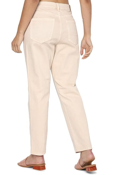 ADBUCKS Womens High-Rise Mom's Fit High Rise Jeans (in, Numeric, 30, Regular, Beige) - Image 3