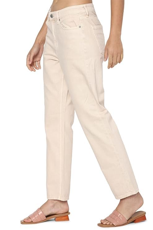 ADBUCKS Womens High-Rise Mom's Fit High Rise Jeans (in, Numeric, 30, Regular, Beige) - Image 2