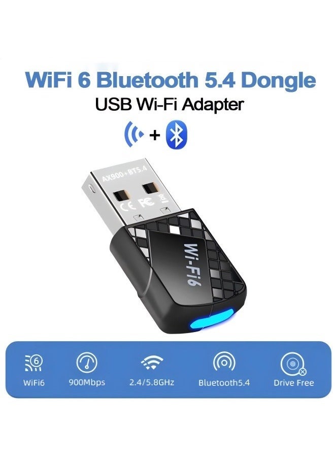 Occuwzz Ultra-Fast 900Mbps Dual-Band 5G/2.4GHz WiFi 6 u0026 Bluetooth 5.4 Adapter - No Driver Needed, Plug u0026 Play USB for PC/Laptop, Seamless Streaming u0026 Gaming - Image 1