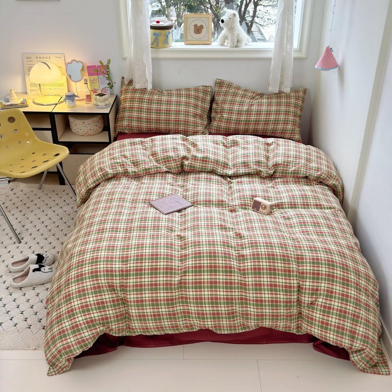 BuLuTu Muslin Duvet Cover Twin, Striped Pattern Duvet Cover Set Linen Like Gauze Cotton Quilt Cover with 2 Pillowcases, Soft Breathable Kids Bedding Set,Zipper & 8 Corner Ties - Image 1