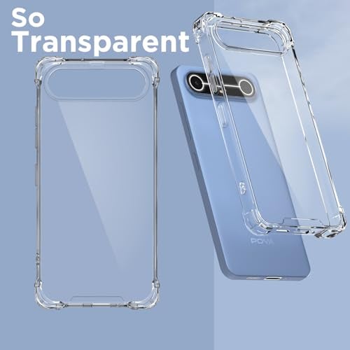 Pikkme Back Cover for Tecno Pova Slim 5G PC + TPU Clear Transparent Raised Edges Shockproof Protective Phone Bumper Case(Transparent) - Image 2