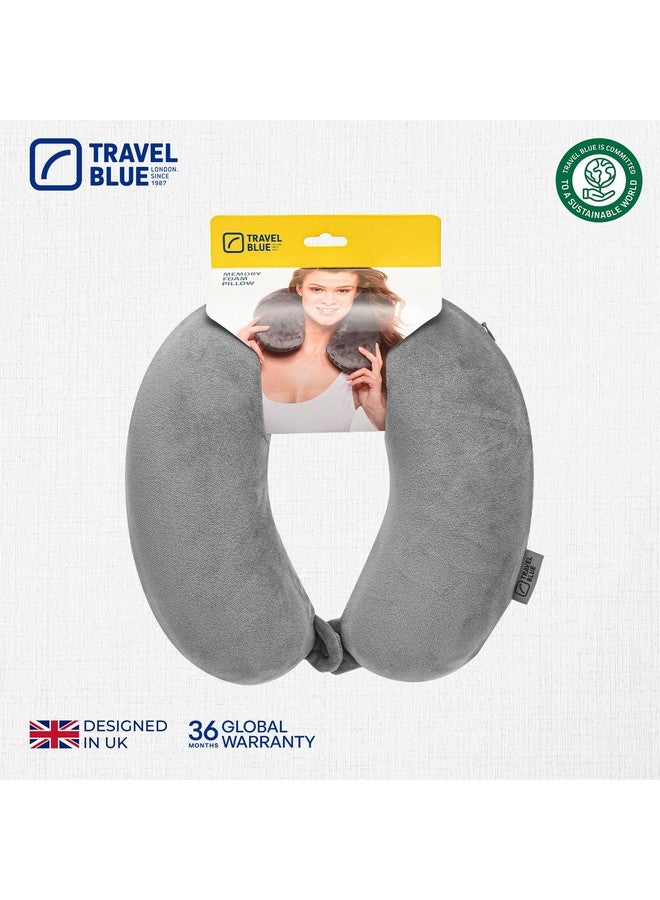 Travel Blue Grey Memory Foam Travel Neck Pillow - Image 5