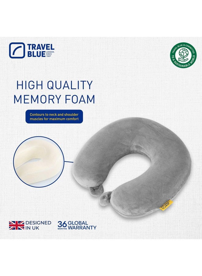 Travel Blue Grey Memory Foam Travel Neck Pillow - Image 4