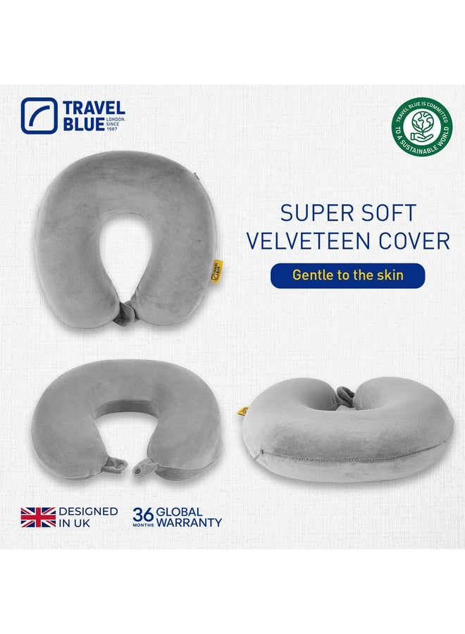 Travel Blue Grey Memory Foam Travel Neck Pillow - Image 3