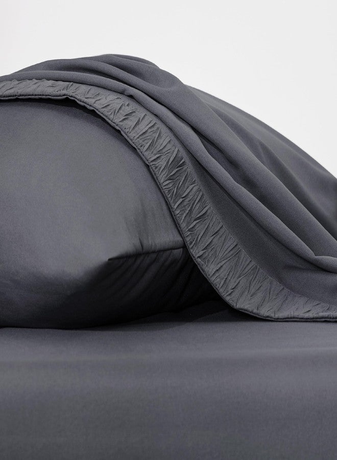 Bedsure Twin XL Sheets Dorm Bedding - 3 Pieces Soft Extra Long Twin Sheets, Breathable & Cooling Bed Sheets Set, Oeko Tex, Easy Care Microfiber for Women, Men, Boys & Girls, Dark Grey - Image 2