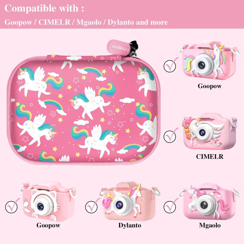 Leayjeen Kids Camera Case Compatible with Goopow/Mgaolo/CIMELR/Seckton/OZMI/Dylanto Kids Camera Toys and Children Digital Video Camera,Best Christmas and Birthday Gifts-Pink Unicorn(Case Only) - Image 3