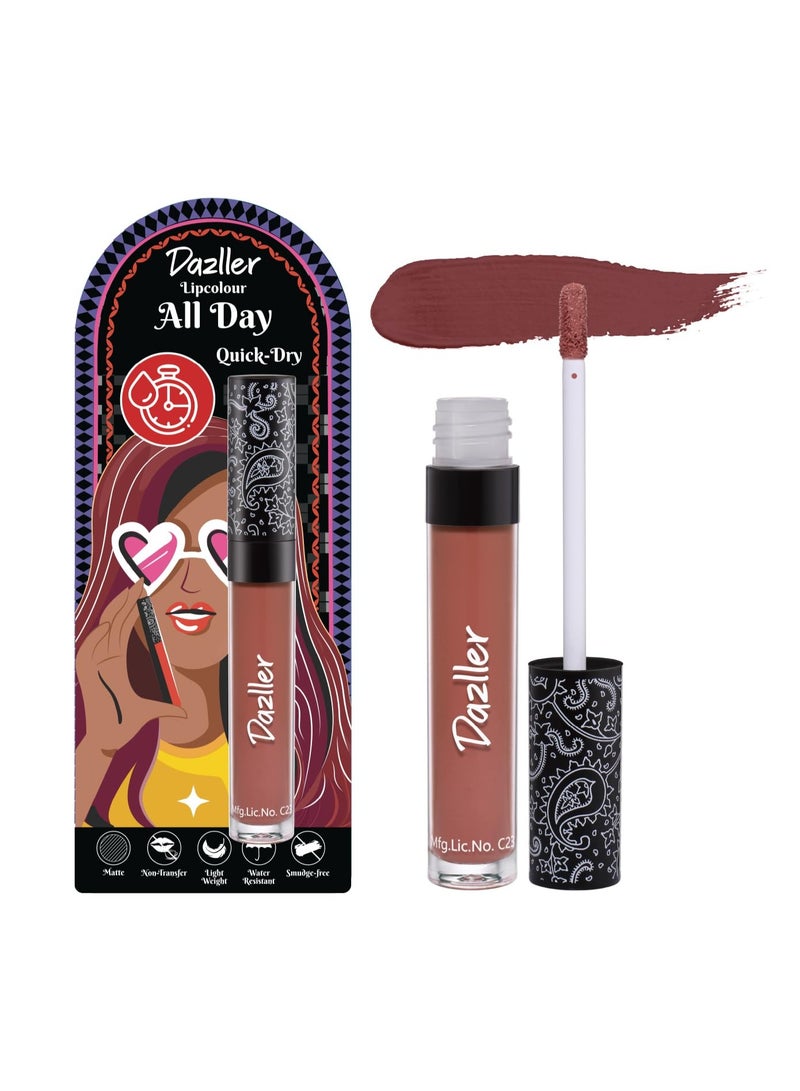 DAZLLER Matte All Day Lipcolour Quick Dry|Moisturizing Kokum Butter|Non-Transfer & Smudge-Proof|8Hr Stay|Liquid Lipstick For Women|Qdlc045 Pink Fling|6G - Image 1