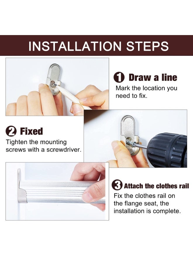 كيلا 6 قطع من قضبان تعليق خزانة الملابس البيضاوية من، تركيبات عمود خزانة الملابس، حامل قضيب خزانة الملابس، حامل لخزانة الملابس، ستارة دش، خزانة ملابس، خزانة ملابس، لمسة نهائية من الكروم المصقول - Image 2